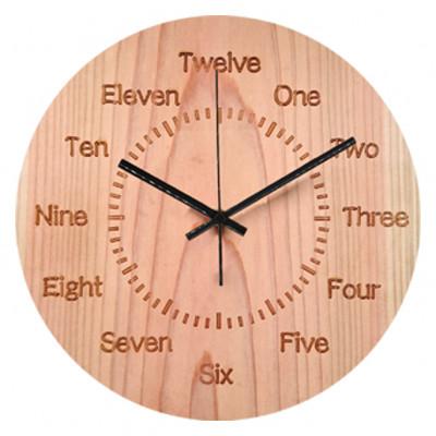 ふるさと納税 福知山市 木製電波時計(円形)(英字)