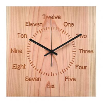 ふるさと納税 福知山市 木製電波時計(正方形)(英字)