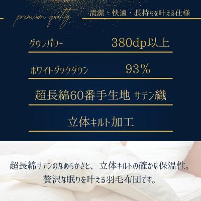 ふるさと納税 河合町 羽毛本掛け布団 セミダブル 超長綿100%60サテン