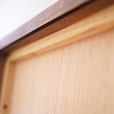 ふるさと納税 府中市 府中市の家具　ミラー　ヴァーレ　42*42　ウォールナット 【古手】