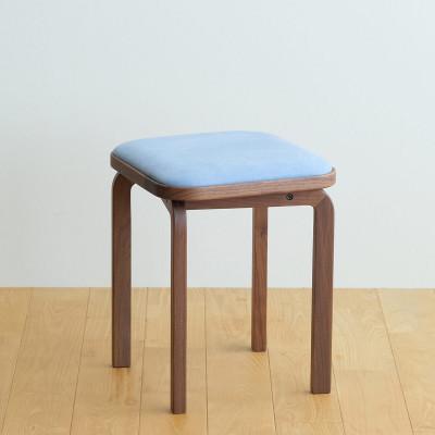 ふるさと納税 府中市 府中市の家具 コッコスツール ウォールナット材/生地:ラムース(スカイブルー)(組み立て式)