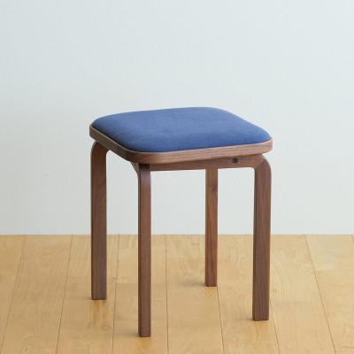 ふるさと納税 府中市 府中市の家具 コッコスツール ウォールナット材/生地:ラムース(ディープブルー)(組み立て式)
