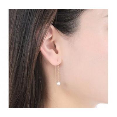 ふるさと納税 伊勢市 K18YGあこや本真珠ピアス キラキラロングチェーン