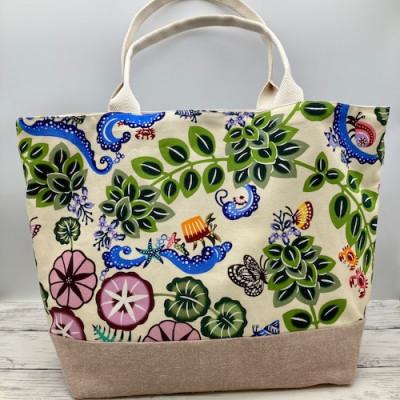 ふるさと納税 南城市 紅型デザイントートバッグ(M) 夏至の日のやどかり(緑)