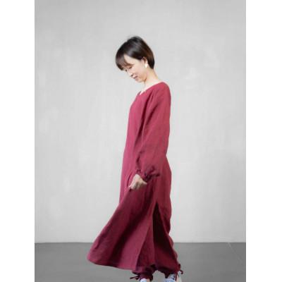 ふるさと納税 島田市 wappougi 麻ワンピース 赤 割烹着