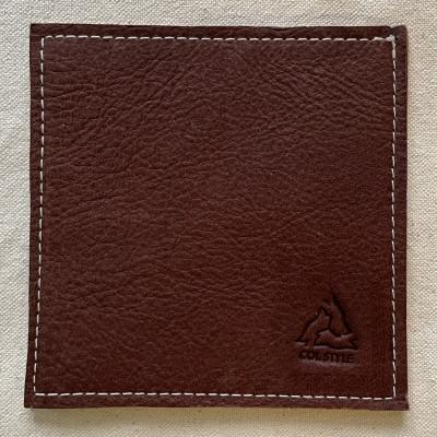 ふるさと納税 南山城村 天然鹿革のレザーコースター(濃茶色 2枚セット)