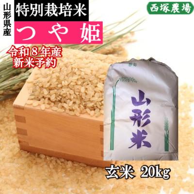 ふるさと納税 最上町 [先行受付]令和8年産 特別栽培米つや姫 玄米 20kg 山形県産 西塚農場のお米