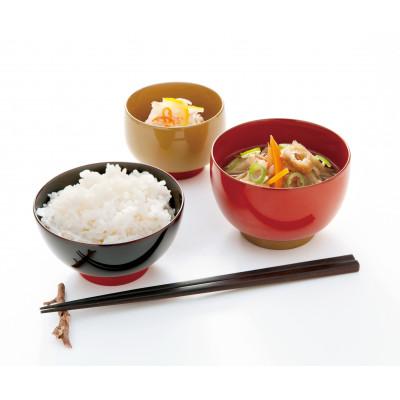 ふるさと納税 鯖江市 越前漆器 aisomo cosomo 飯碗 レッド×ベージュの画像