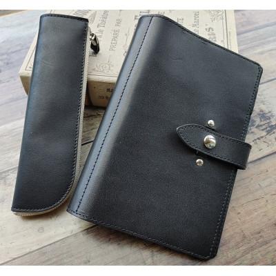 ふるさと納税 上牧町 本革システム手帳/ペンケースセット