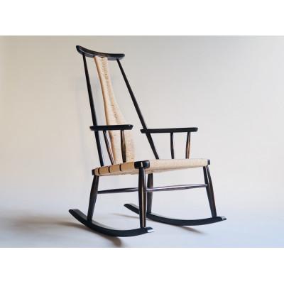 ふるさと納税 大川市 ロッキングチェア 拭き漆 和紙編み