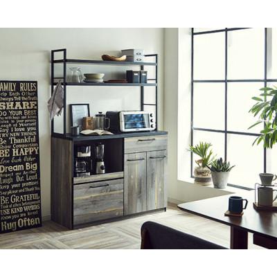 ふるさと納税 大川市 食器棚・レンジ台 アイン(上台棚板タイプ)幅119.7cm[カラー:ブルックリン]