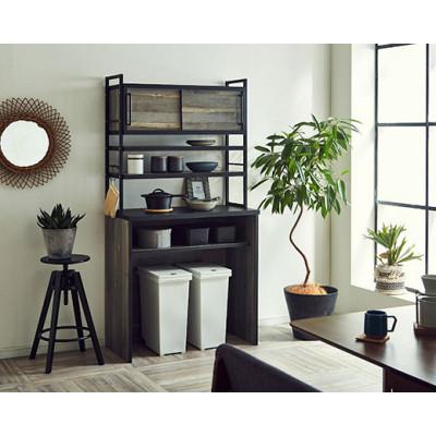 ふるさと納税 大川市 食器棚・レンジ台 アイン(上台引き戸タイプ)幅89.7cm[カラー:ブルックリン]