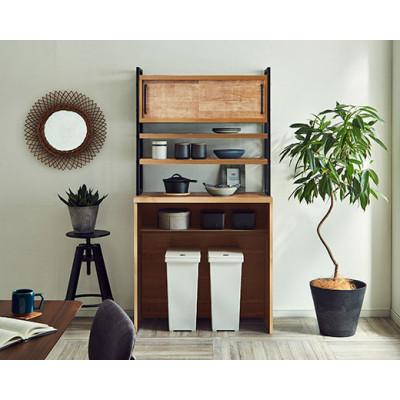 ふるさと納税 大川市 食器棚・レンジ台 アイン(上台引き戸タイプ)幅89.7cm[カラー:レディオーク]