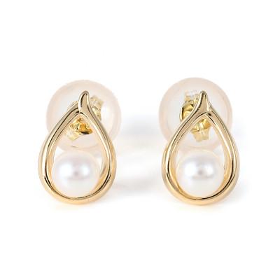 ふるさと納税 伊勢市 K18YGあこや本真珠ピアス しずく 1100