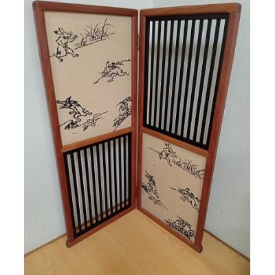 ふるさと納税 葛城市 花梨 スクリーン(鳥獣戯画)