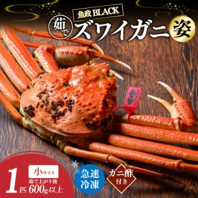 ふるさと納税 京丹後市 [急速冷凍 松葉ガニ]魚政BLACK 茹でズワイガニ小サイズ 1杯[姿のまま]カニ酢付き