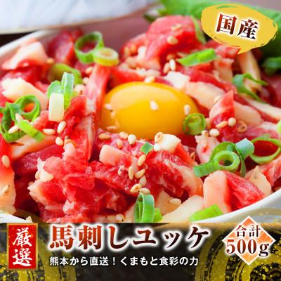 ふるさと納税 益城町 【国産馬刺し】熊本直送　赤身500g+ユッケ500g　合計1kgセット(益城町)_2
