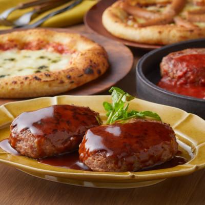 ふるさと納税 唐津市 手伸ばしナポリ風石窯ピザ3枚と熟成ハンバーグ4個セット