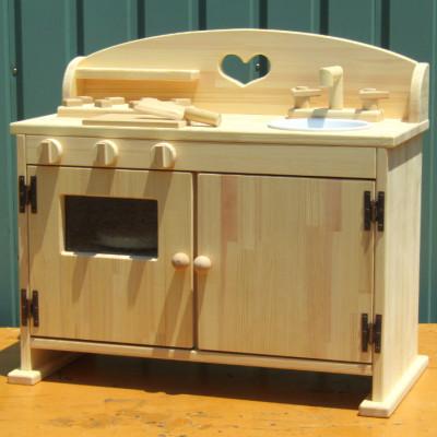 ふるさと納税 泉南市 ●手作り木製ままごとフルキッチンDHK(ハート)素材色バージョン