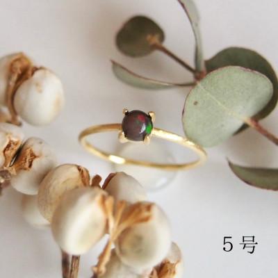 ふるさと納税 田原本町 5号 天然石ブラックオパール リング(Silver925 18KGP仕上げ)