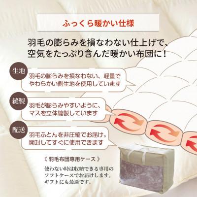 ふるさと納税 筑後市 ハンガリーダウン93% 超極暖1.3kg 本掛け羽毛布団シングル 超長綿100%サテン(アイボリー)の画像