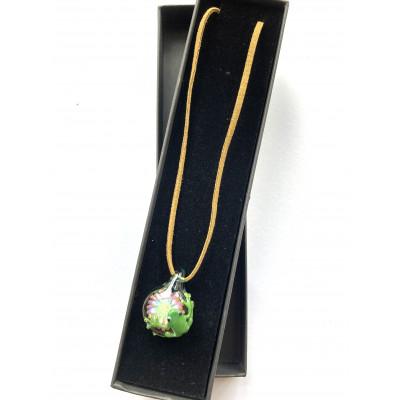 ふるさと納税 松崎町 ガラスのお花とカエルのペンダント(色おまかせ)