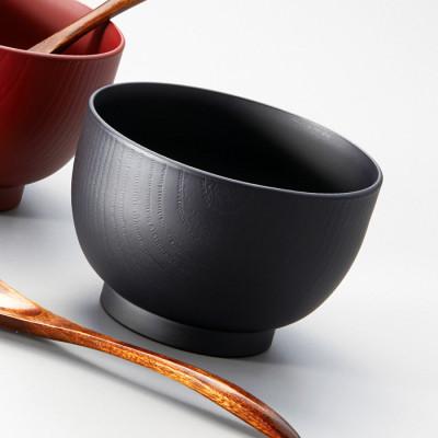 ふるさと納税 鯖江市 越前塗 木目汁椀ペア スプーンセット 吟朱・黒 φ10.5×7cm 食洗機・レンジ対応_2