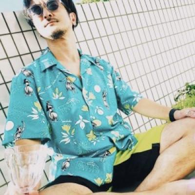 ふるさと納税 いわき市 いわき市発D2Cアロハシャツ「yourmood」(オープンカラー)GREEN [1サイズ]