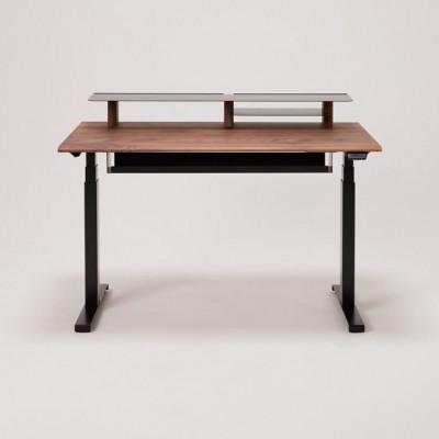 ふるさと納税 大川市 [電動昇降デスク]幅120cm ワアクスタンディングプロ ウォールナット 配線トレー・シェルフ付