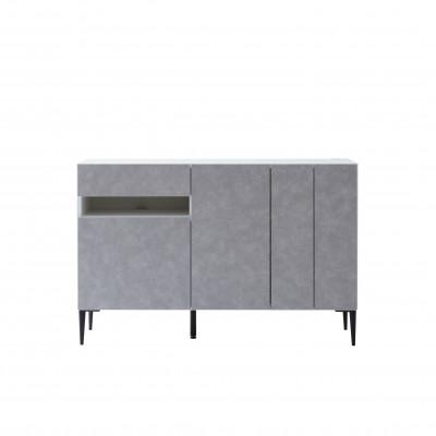 ふるさと納税 大川市 サイドボード 130cm リード ライトグレー×ホワイト[大川家具]