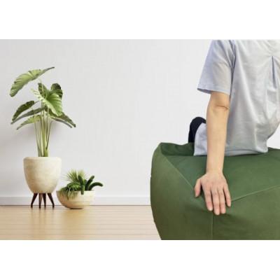 ふるさと納税 旭市 日本製 大きめクッション 九十九里レザー グリーン