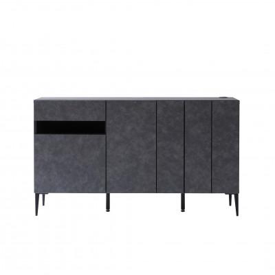 ふるさと納税 大川市 サイドボード 150cm リード グレー×ブラック[大川家具]