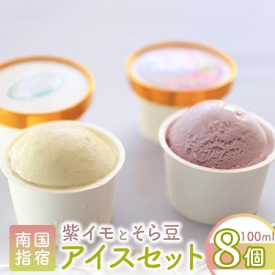 ふるさと納税 指宿市 こだわりの逸品 特別な紫いもアイスとスイーツそら豆アイス 4個×2種セット(010-178)