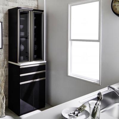 ふるさと納税 大川市 トレンド 幅約60cm 国産アルミを使用した高級感のあるダイニングボード食器棚 ブラック木目