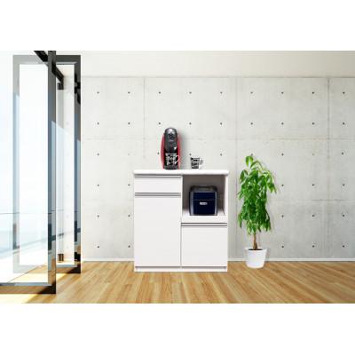 ふるさと納税 大川市 メアリー 幅80cm 場所を取らない小型キッチンカウンター オープン収納タイプ ホワイト