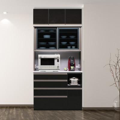 ふるさと納税 大川市 レガシー 幅120cm キッチンボード食器棚&amp;レンジボード 上置き高さオーダー付 ホワイト ブラック