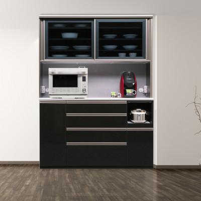 ふるさと納税 大川市 レガシー 幅約140cm キッチンボード食器棚&amp;レンジボード ホワイト ブラック