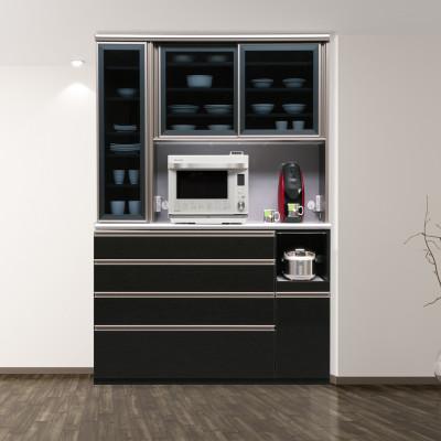 ふるさと納税 大川市 レガシー 幅130cm キッチンボード食器棚&amp;レンジボード ホワイト ブラック