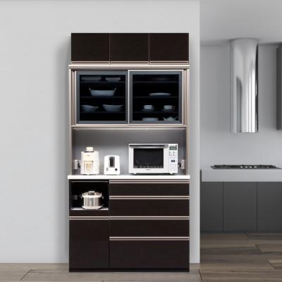 ふるさと納税 大川市 ネオ 幅120cm キッチンボード食器棚 上置き高さオーダー ホワイト・ブラックの2色対応