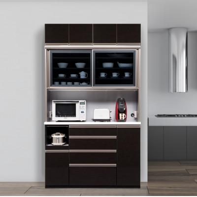 ふるさと納税 大川市 ネオ 幅140cm キッチンボード食器棚 上置き高さオーダー ホワイト・ブラックの2色対応