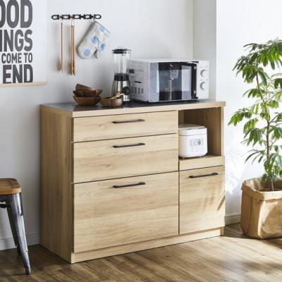 ふるさと納税 大川市 紗々 幅105cm キッチンカウンターレンジ台 ナチュラル・ブラウンの2色対応