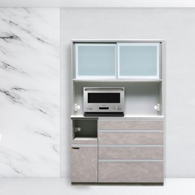 ふるさと納税 大川市 オッド 幅130cm 石目調 スリムキッチンボード食器棚 ムラミグレー・ブラックの2色対応