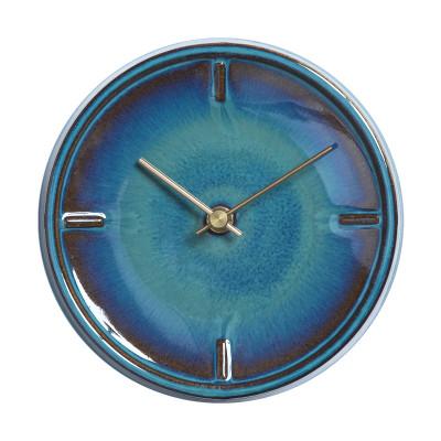 ふるさと納税 多治見市 杉浦製陶の陶磁器製掛け時計 GLAZED CLOCK 『青海鼠釉』