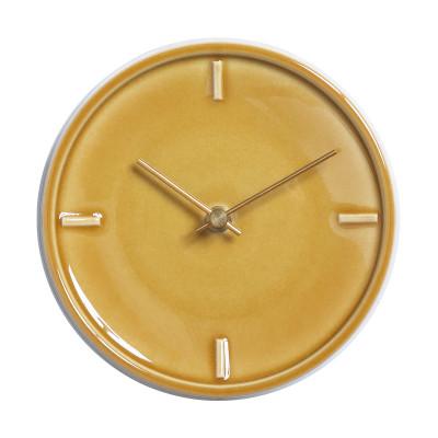 ふるさと納税 多治見市 杉浦製陶の陶磁器製掛け時計 GLAZED CLOCK 『ペールイエロー』
