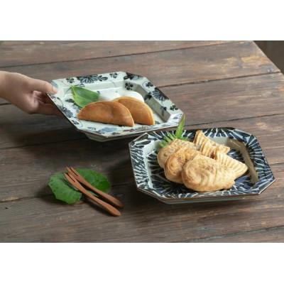 盛皿 陶器 伝統柄 木箱入り　 大皿2枚セット ふるさと納税 長崎県 【波佐見焼】22.5×21.5cm八角盛皿2柄2枚組 手描き