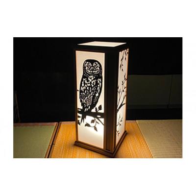 ふるさと納税 米原市 笹木木工×早川鉄兵コラボの切り絵のあんどん(フクロウ)