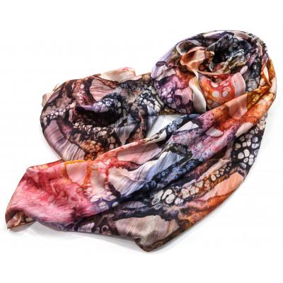 ふるさと納税 葛城市 墨流し染 シルクロングストール(モダン泡柄)