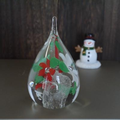 ふるさと納税 大和市 季節を飾るグラスアート ポインセチアのクリスマスツリー