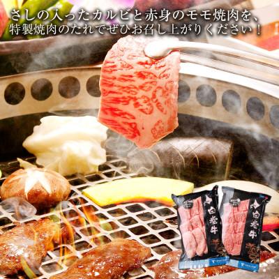 ふるさと納税 白老町 白老牛 焼肉 霜降り カルビ&モモ セット 合計400g(各200g)特製焼肉のたれ付き |  | 01