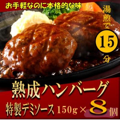 ふるさと納税 中間市 [湯煎で簡単調理]老舗精肉店の熟成ハンバーグ/特製デミグラスソース(150g×8個)